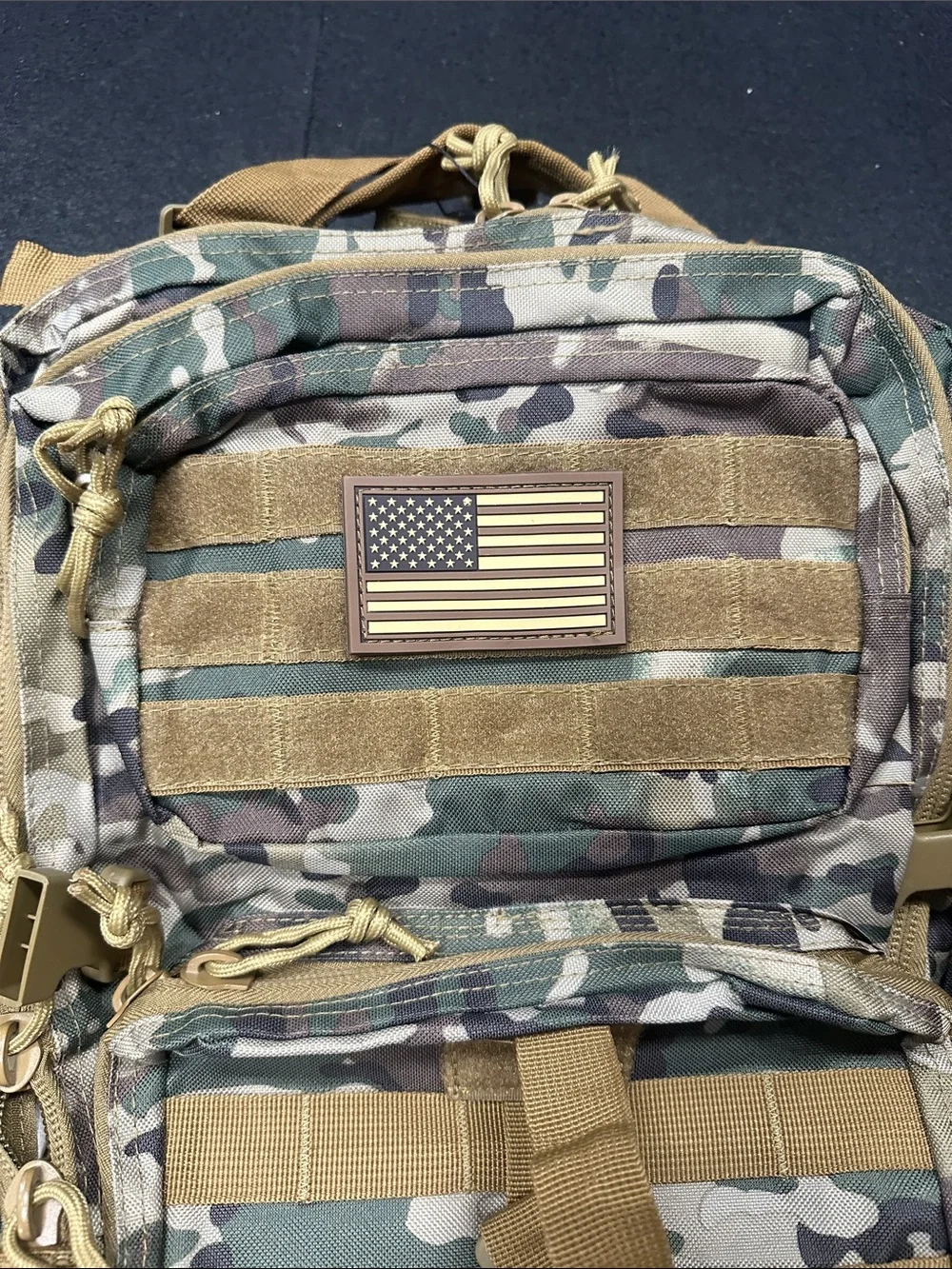 Tactical Camo Men's Backpack with Khaki Straps